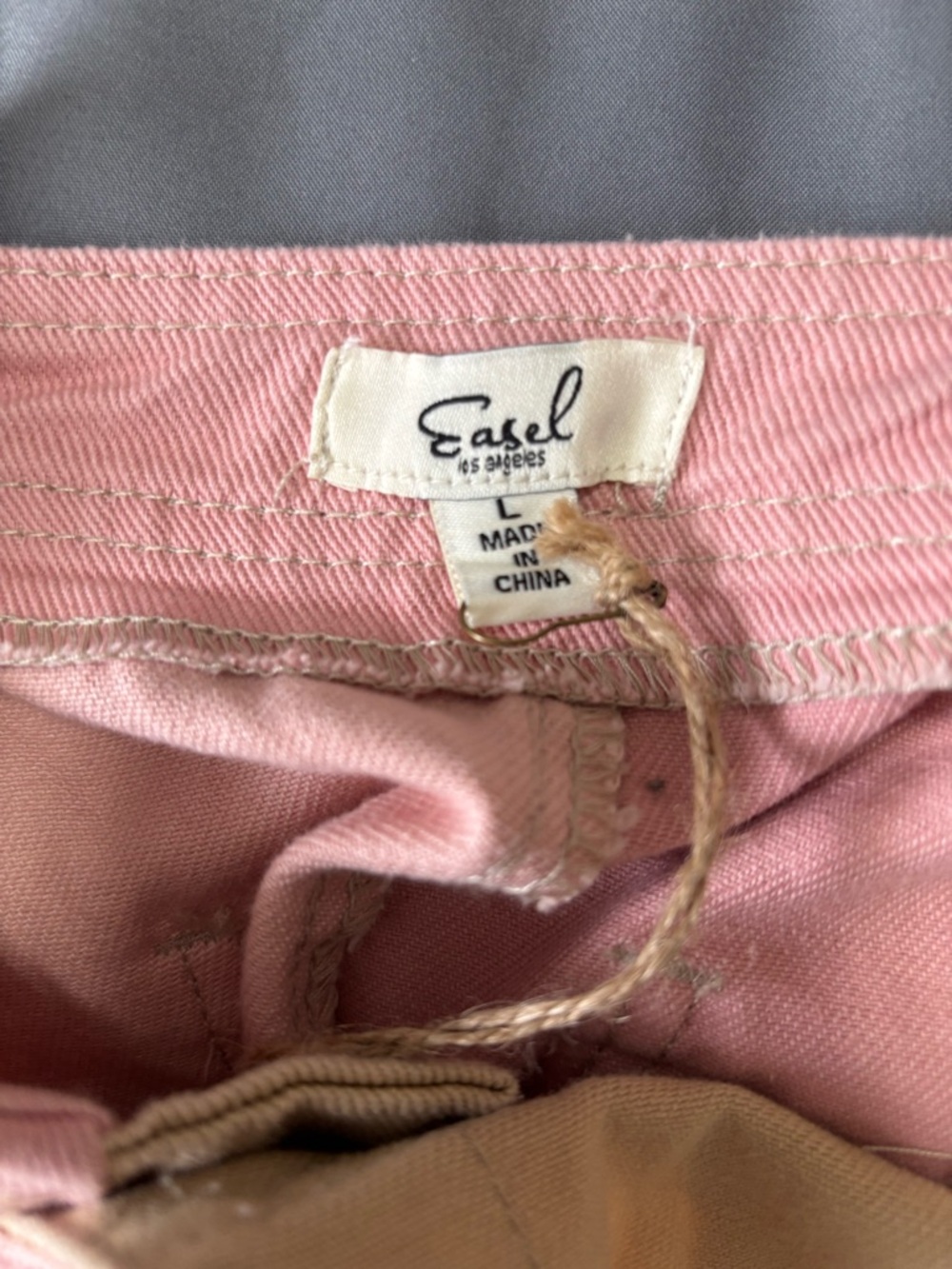 NWT Easel Two-Tone Pink and Tan Patchwork Overalls - Picture 4 of 5